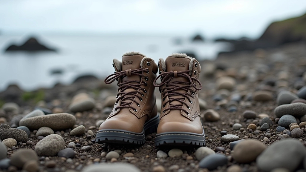 Selection of hiking boots and waterproof footwear suitable for rocky coastal terrain